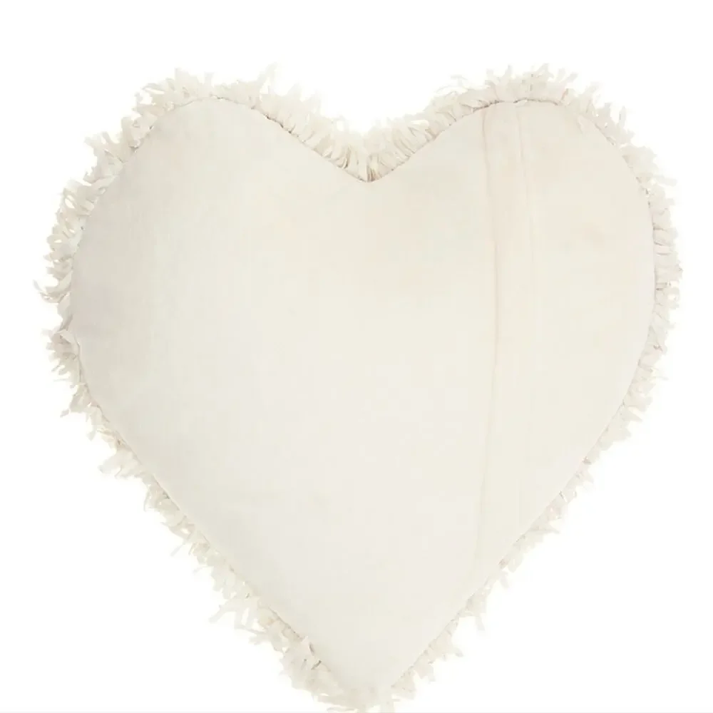 Heart Cream Shag Throw Pillow by Nourison Mina Victory 18x18